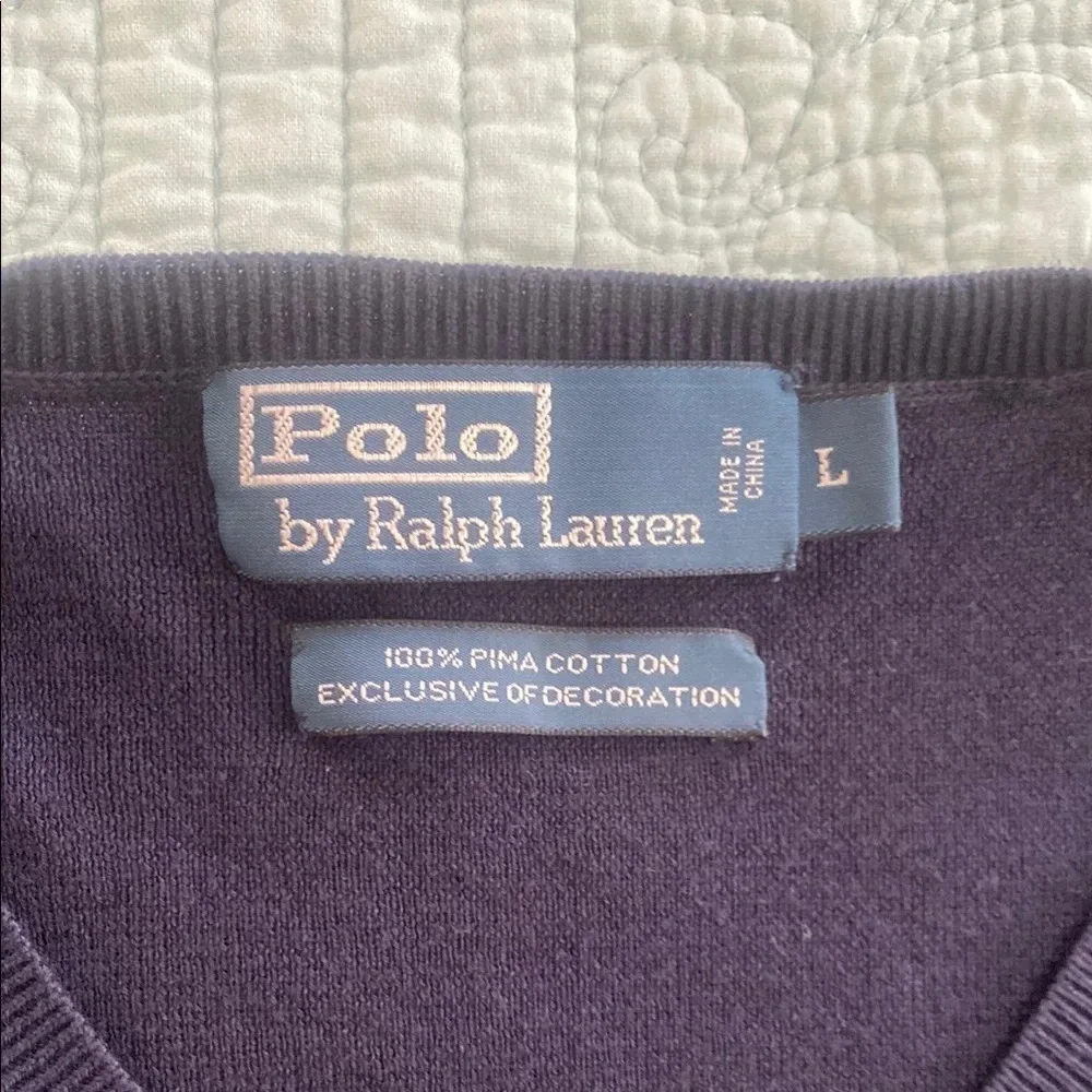 Polo by Ralph Lauren Navy V-Neck Sweater - Pima Cotton